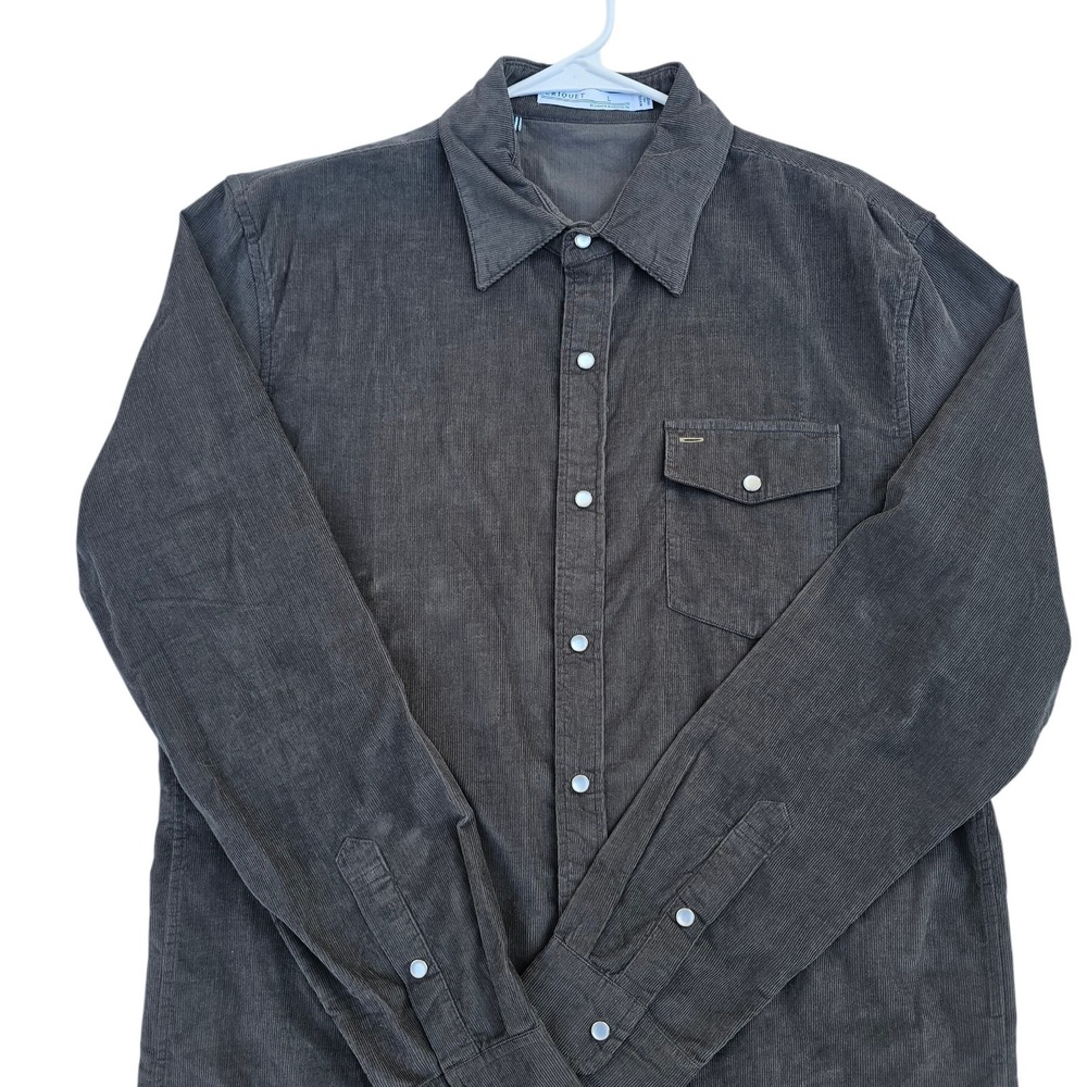 Criquet Gray Corduroy Pearl Snap Western Button Down Shirt Mens Size Large